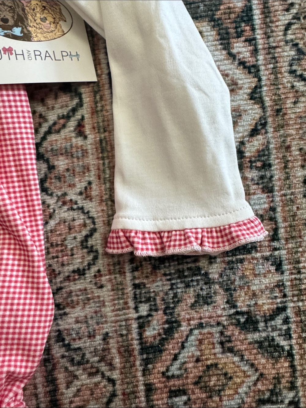 NWT! Ruth & Ralph Red Gingham Rocking Horse One-Piece Bodysuit - Picture 4 of 6